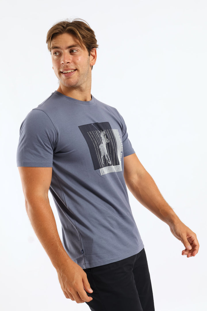 Issa Block Print Tee - Blue