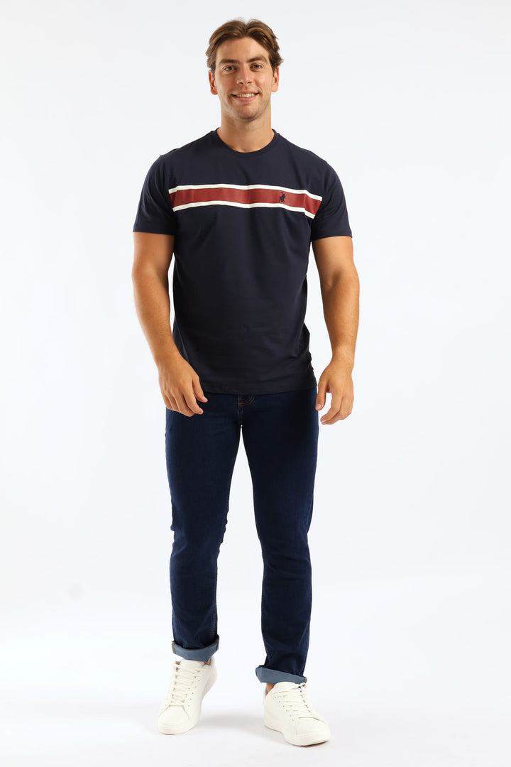 Asher Stripe Tee - Navy