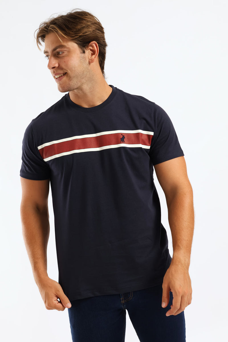 Asher Stripe Tee - Navy