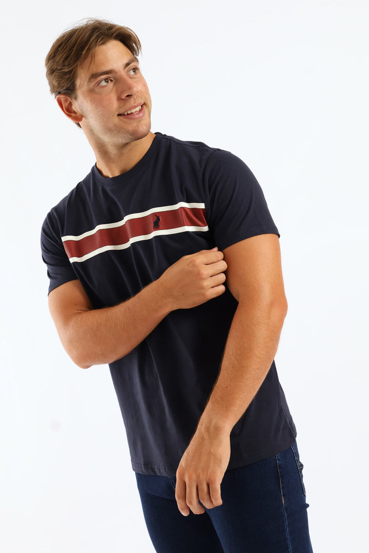 Asher Stripe Tee - Navy