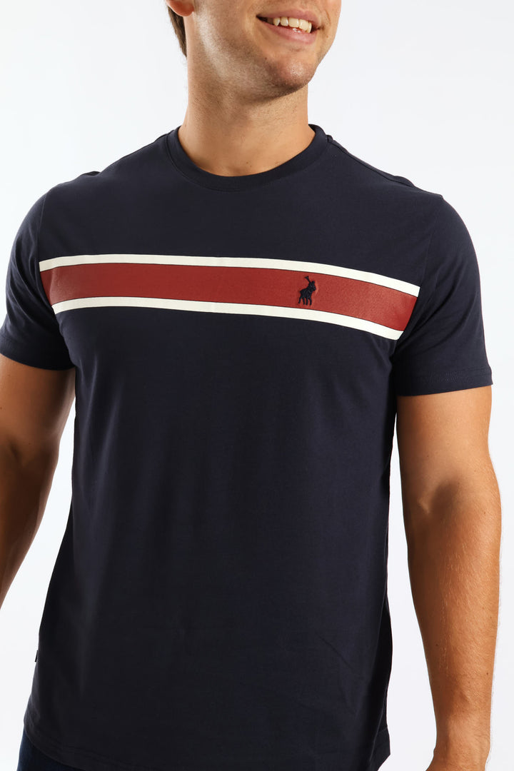 Asher Stripe Tee - Navy