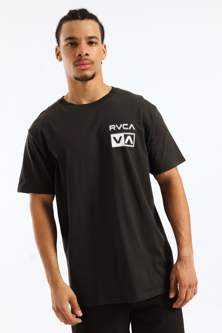 Glitch Red Stitch Tee - Black