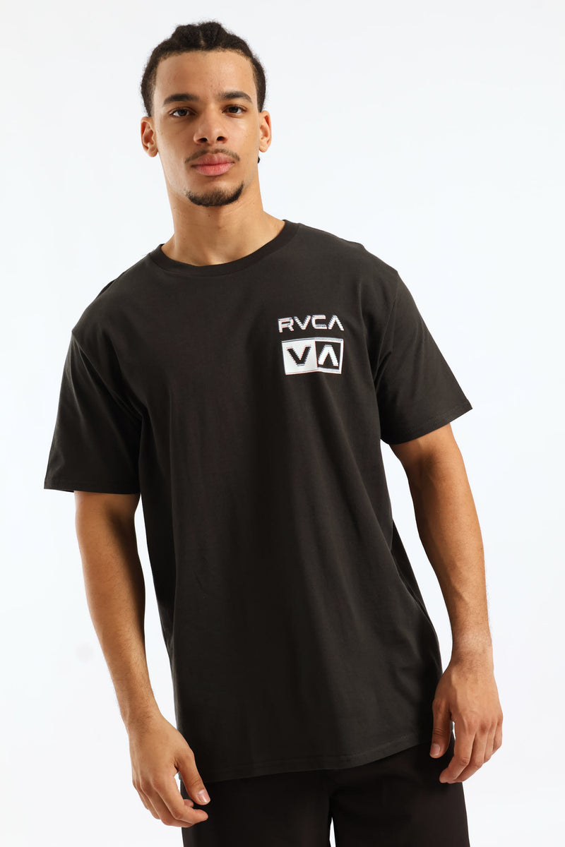 Glitch Red Stitch Tee - Black