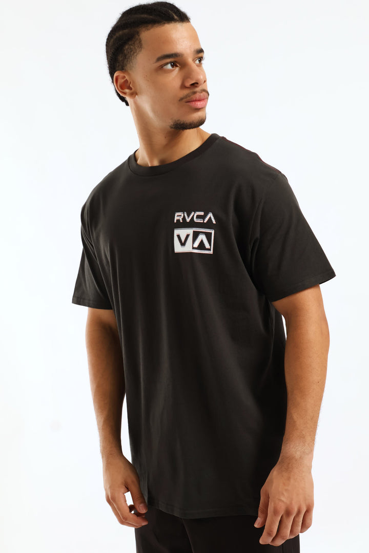 Glitch Red Stitch Tee - Black