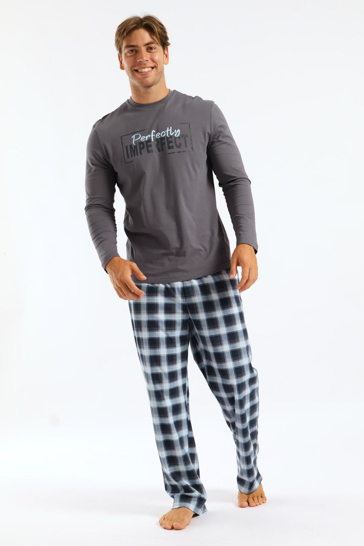 Imperfectly Perfect Chest Print Long Sleeve Tee - Indigo