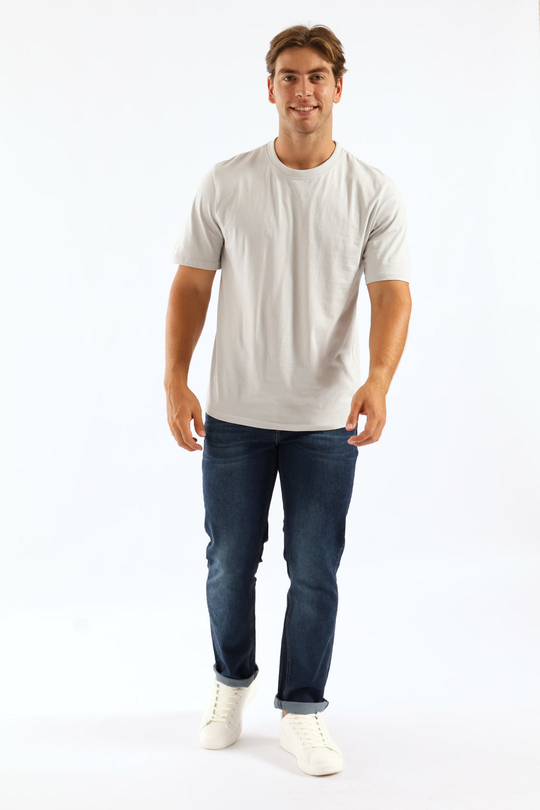 Plain Crew Tee - Cement