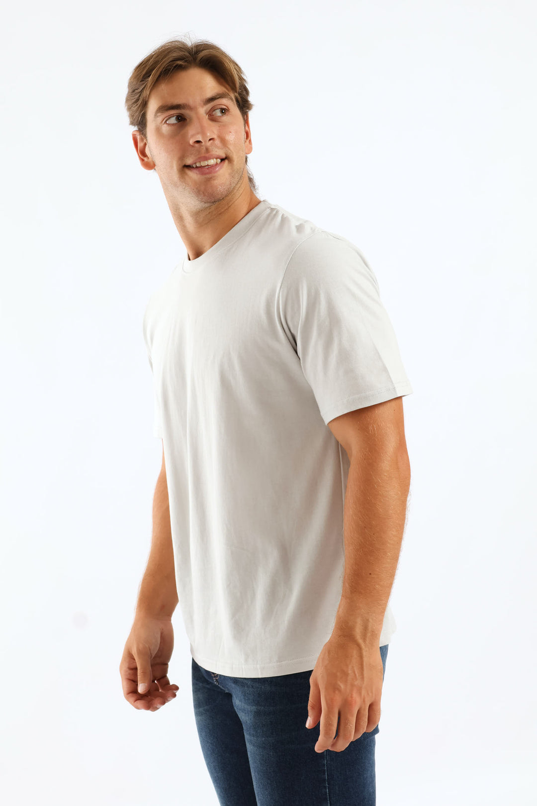 Plain Crew Tee - Cement