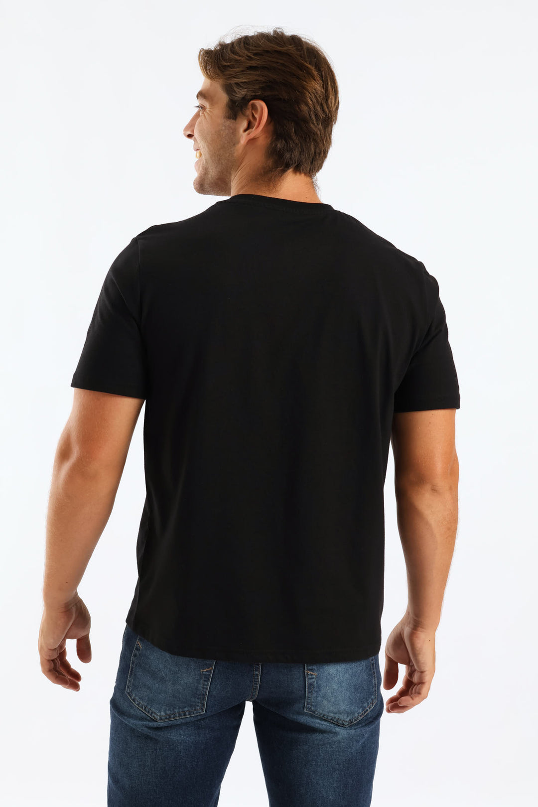 Stone Denim Wings Heavy Weight Chest Print Tee - Black