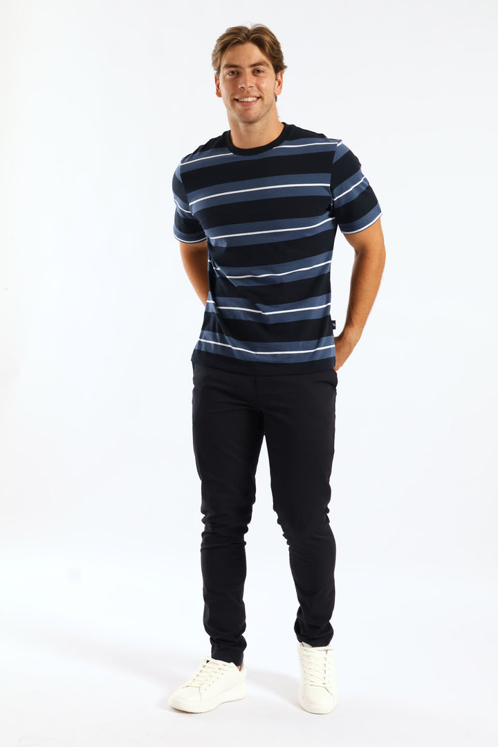 Duo Stripe Tee - Navy