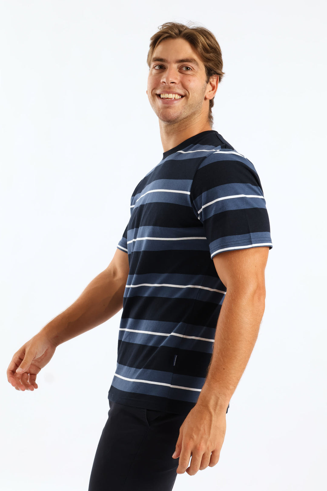 Duo Stripe Tee - Navy