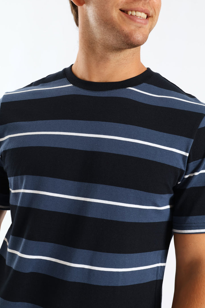 Duo Stripe Tee - Navy