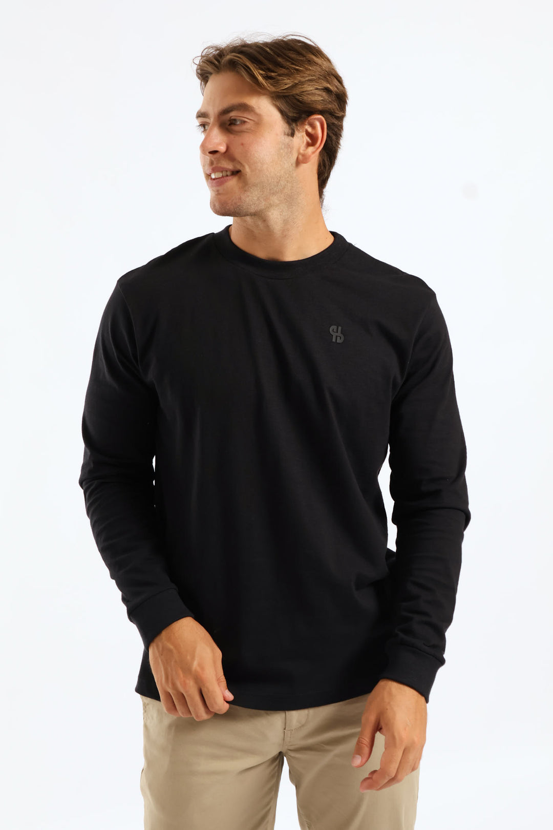 Long Sleeve Slub Crew Tee - Black