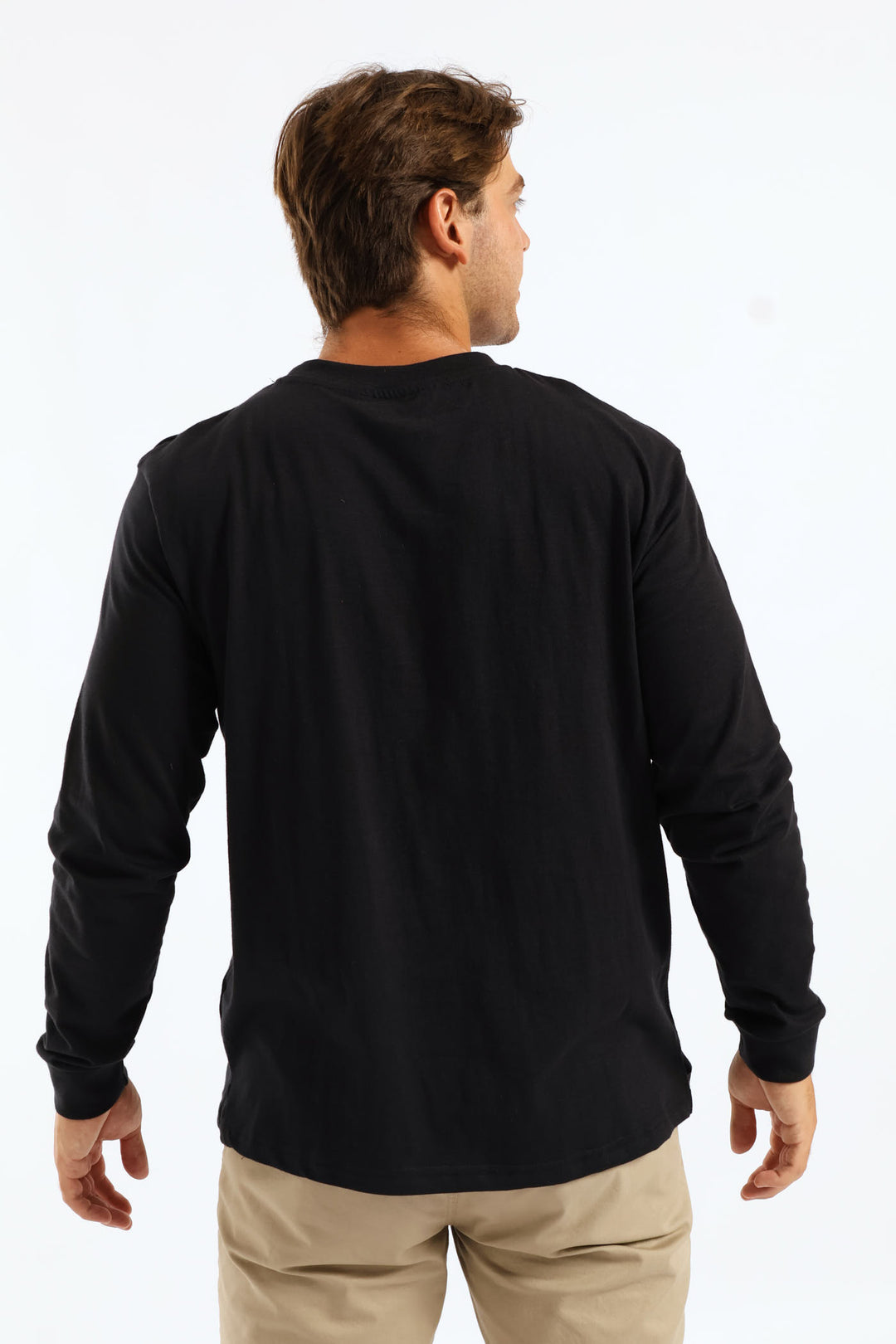 Long Sleeve Slub Crew Tee - Black