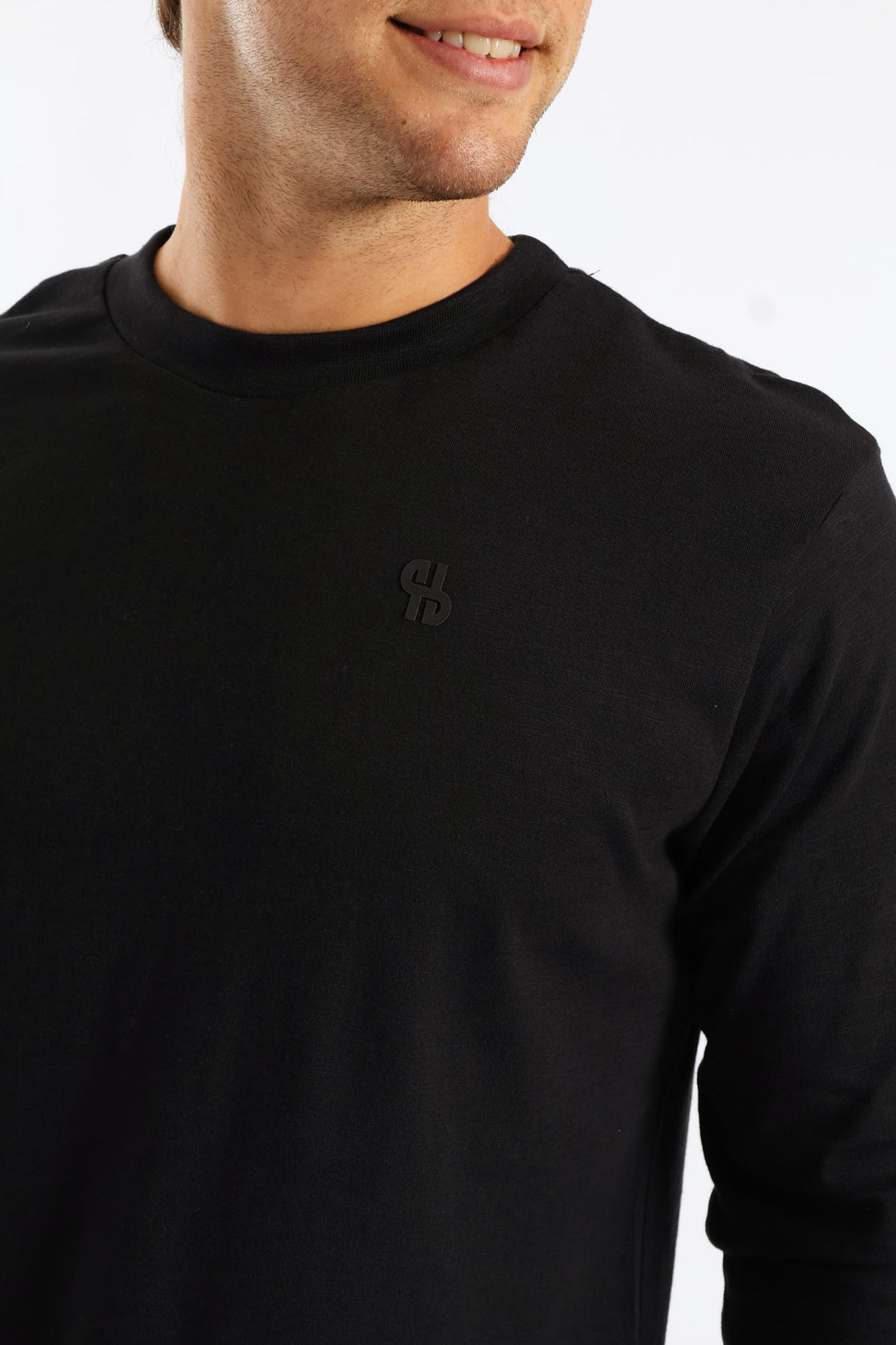 Long Sleeve Slub Crew Tee - Black