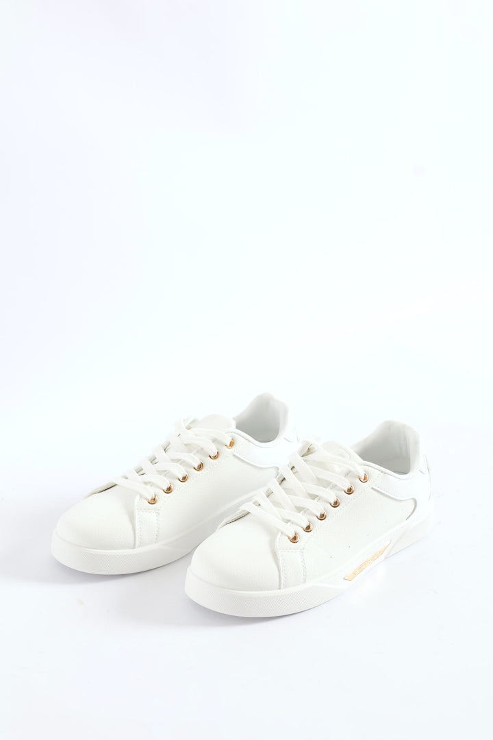 Gold Detail Sneaker - White
