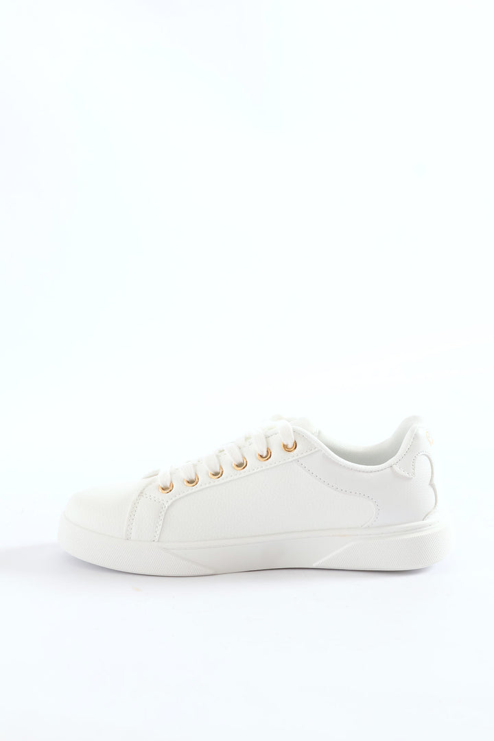 Gold Detail Sneaker - White