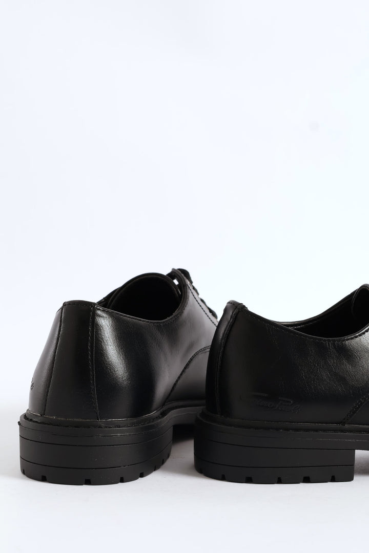 Basic Lace Up Smart Casual Derby Shoe - Black