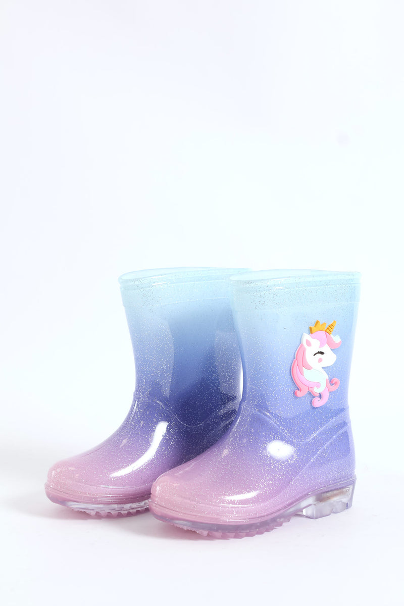 Pre-Girls Ombre Lace Up Welly Boots - Lilac