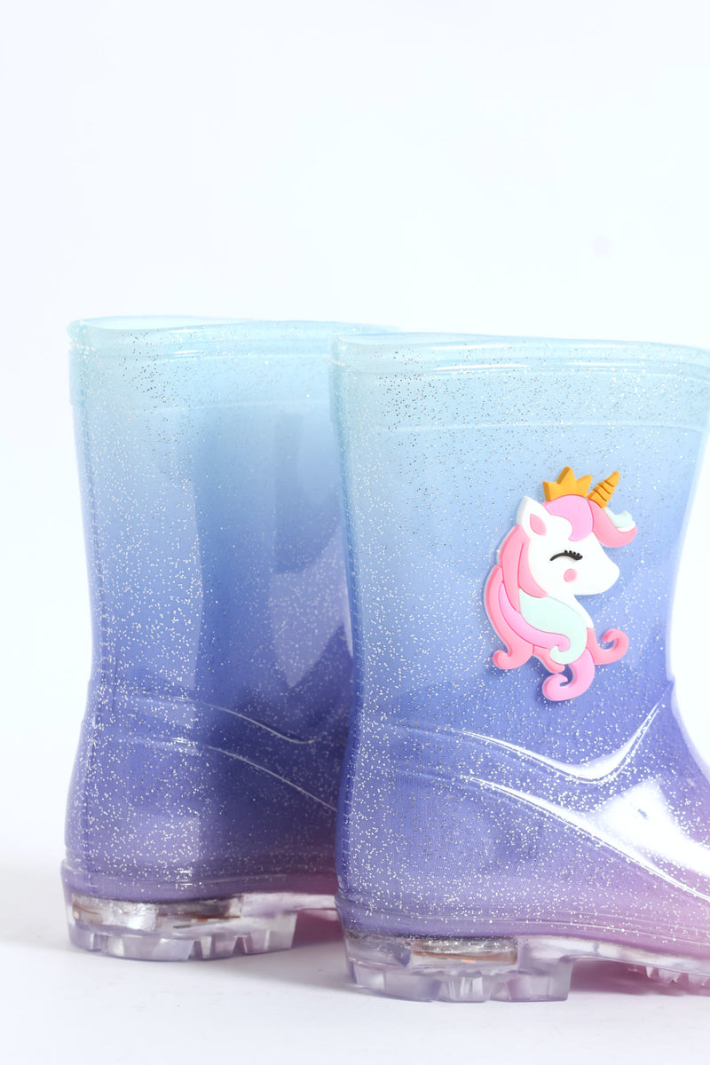 Pre-Girls Ombre Lace Up Welly Boots - Lilac