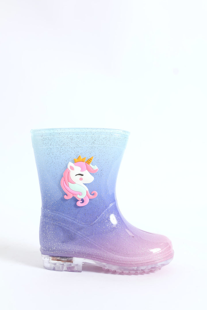 Pre-Girls Ombre Lace Up Welly Boots - Lilac