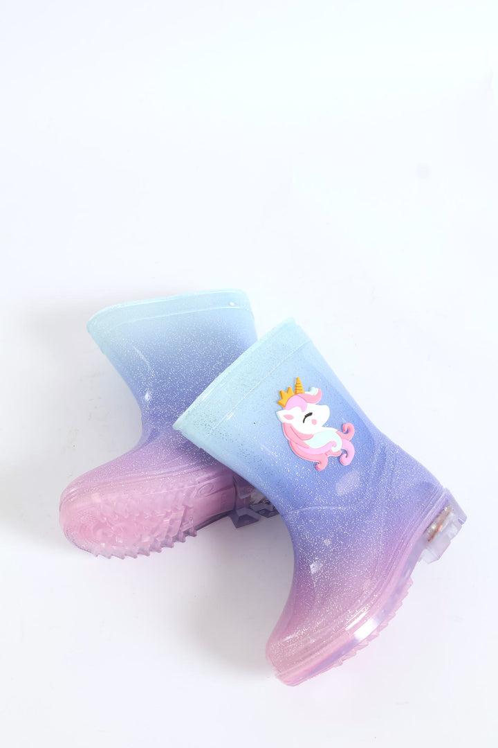 Pre-Girls Ombre Lace Up Welly Boots - Lilac