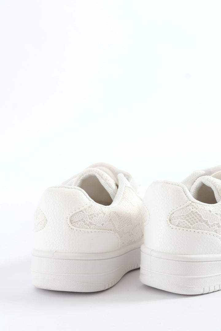 Pre-Girls Lace Court Sneaker - White