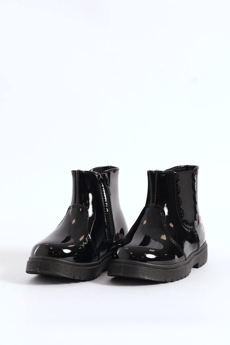 Pre-Girls Patent Chelsea Boot - Black