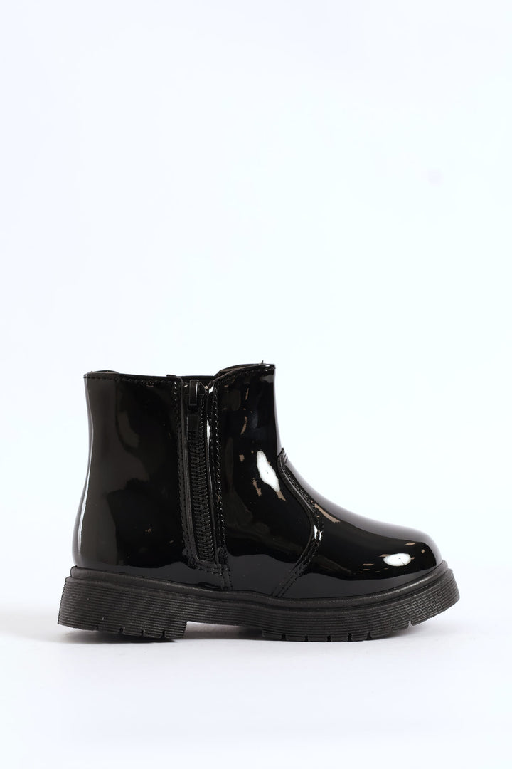 Pre-Girls Patent Chelsea Boot - Black