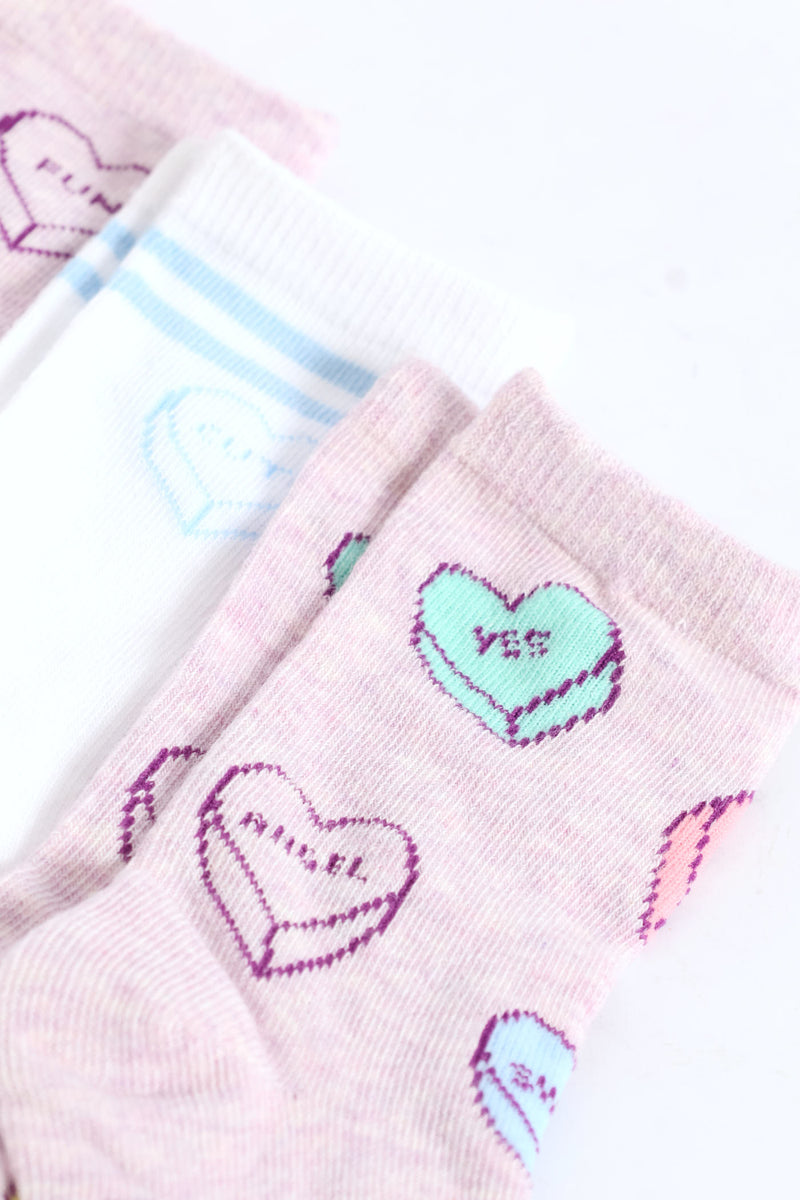 Pre-Girls Hearts Print Anklet Socks - Multi