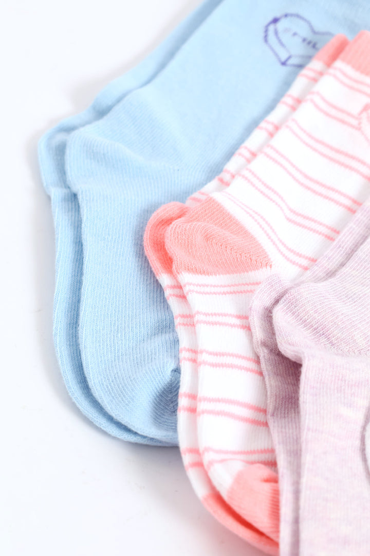 Pre-Girls Hearts Print Anklet Socks - Multi