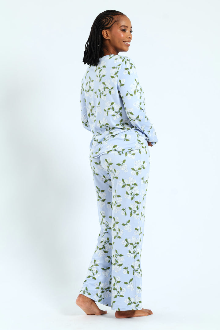 Soft Touch Dandelion Top & Pant Sleep Set - Blue