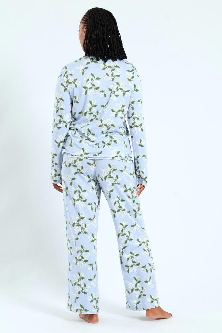 Soft Touch Dandelion Top & Pant Sleep Set - Blue