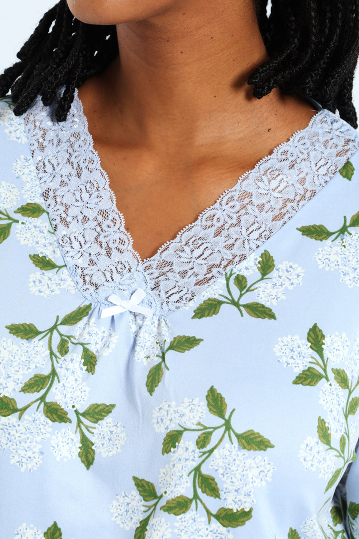 Soft Touch Dandelion Top & Pant Sleep Set - Blue