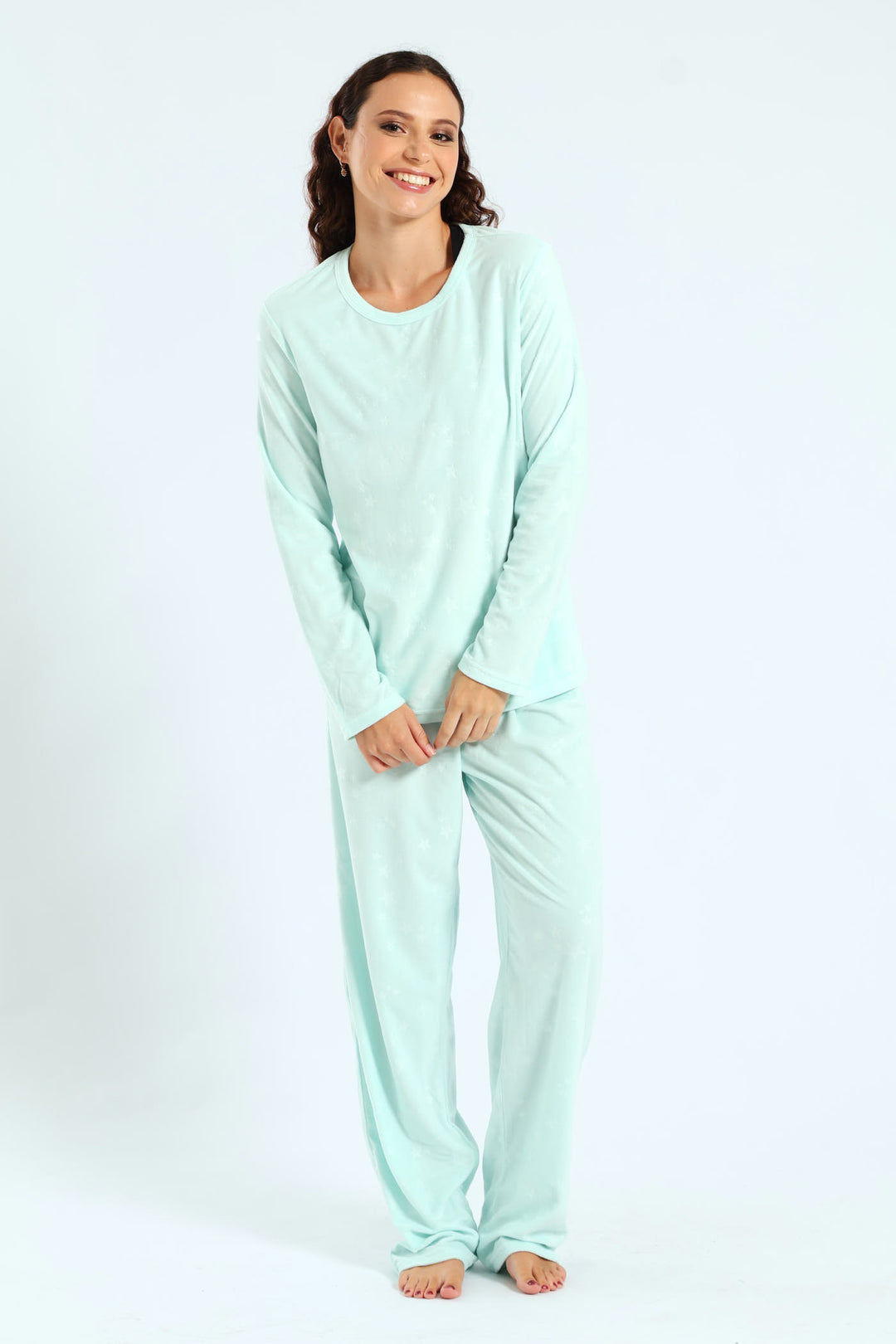 Embossed Stars Top & Pant Pj Set - Aqua
