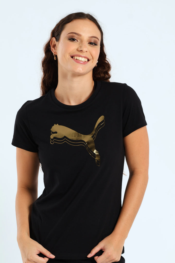 Essential Metallic Logo Tee - Black