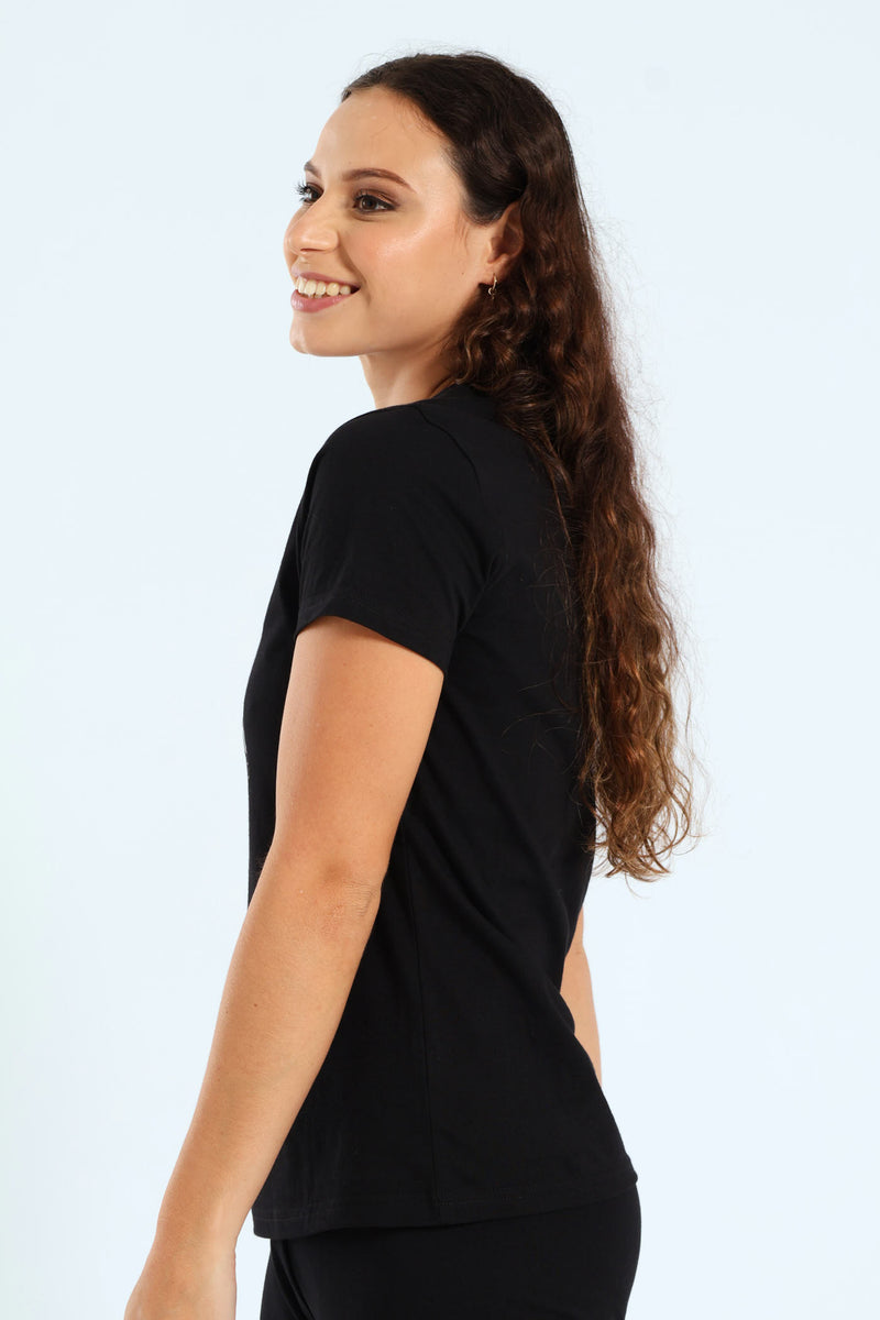 Essential Metallic Logo Tee - Black