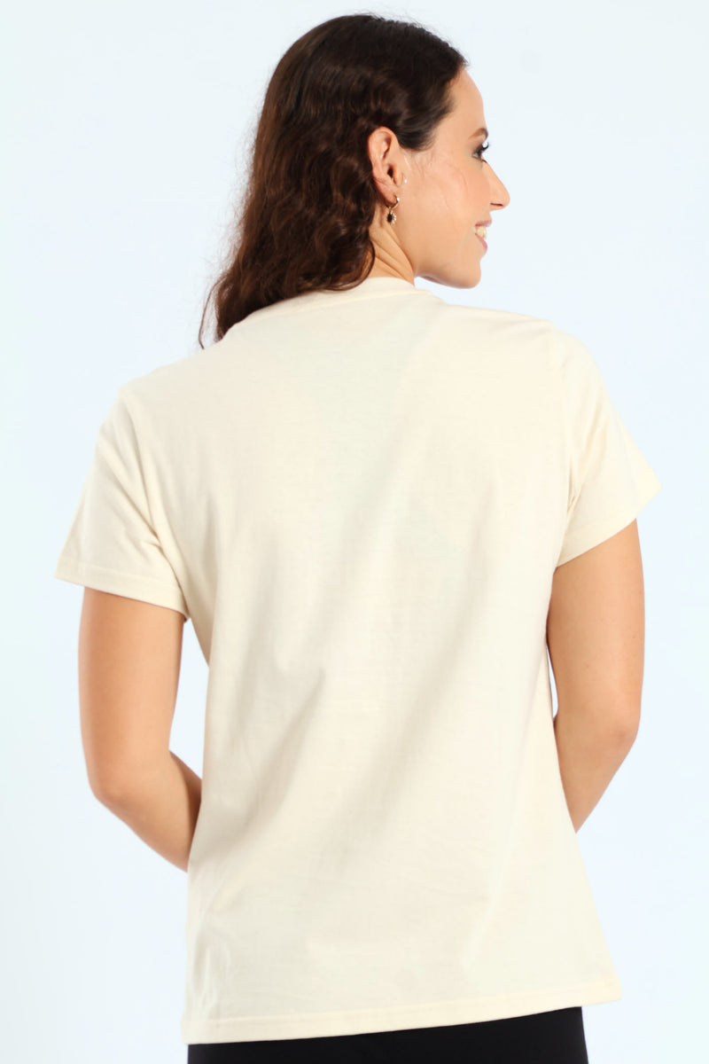 Essential Metallic Logo Tee - Tan