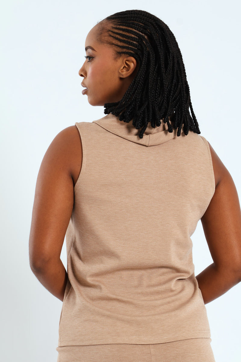Roll Neck Ponti Top - Stone