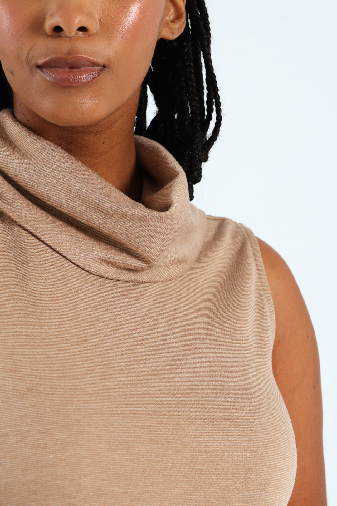 Roll Neck Ponti Top - Stone