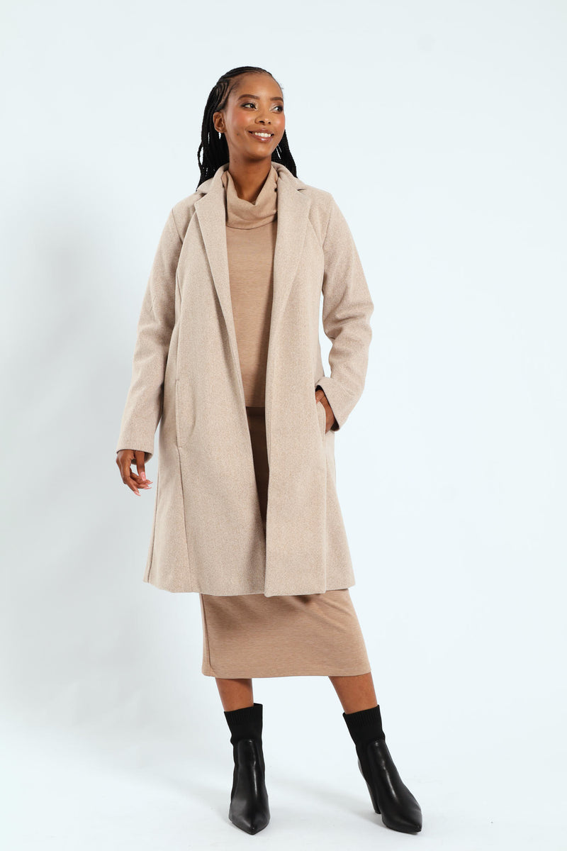 Basic Panelled Coat - Oatmeal