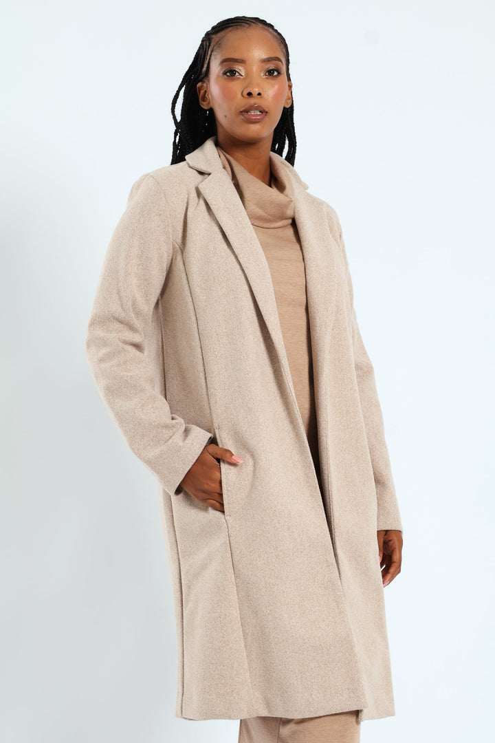 Basic Panelled Coat - Oatmeal