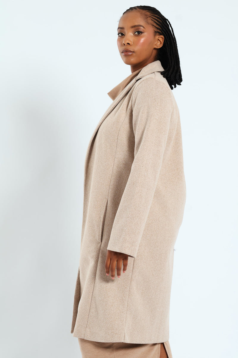 Basic Panelled Coat - Oatmeal