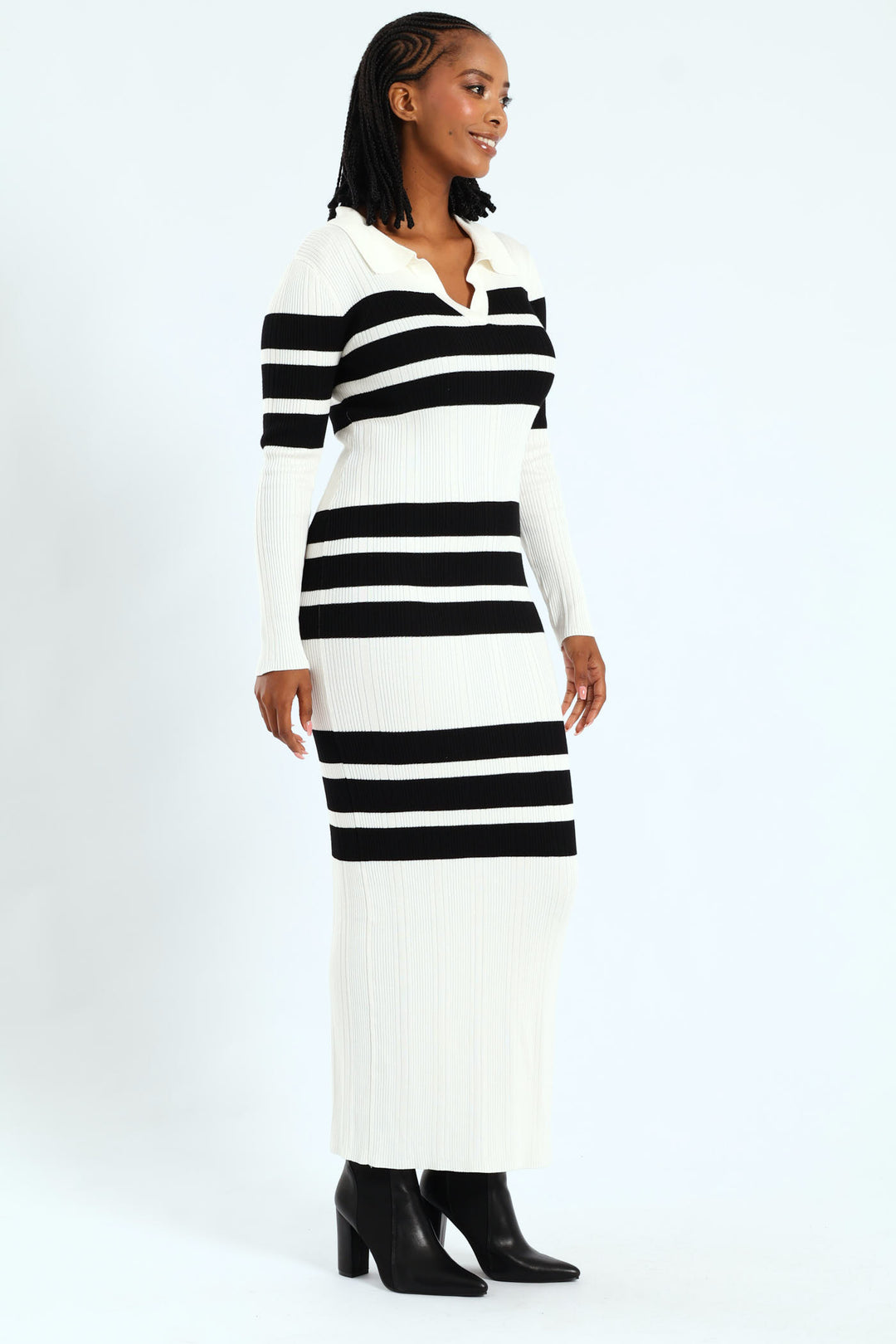 Rugby Jersey Maxi Dress - Cream/Black