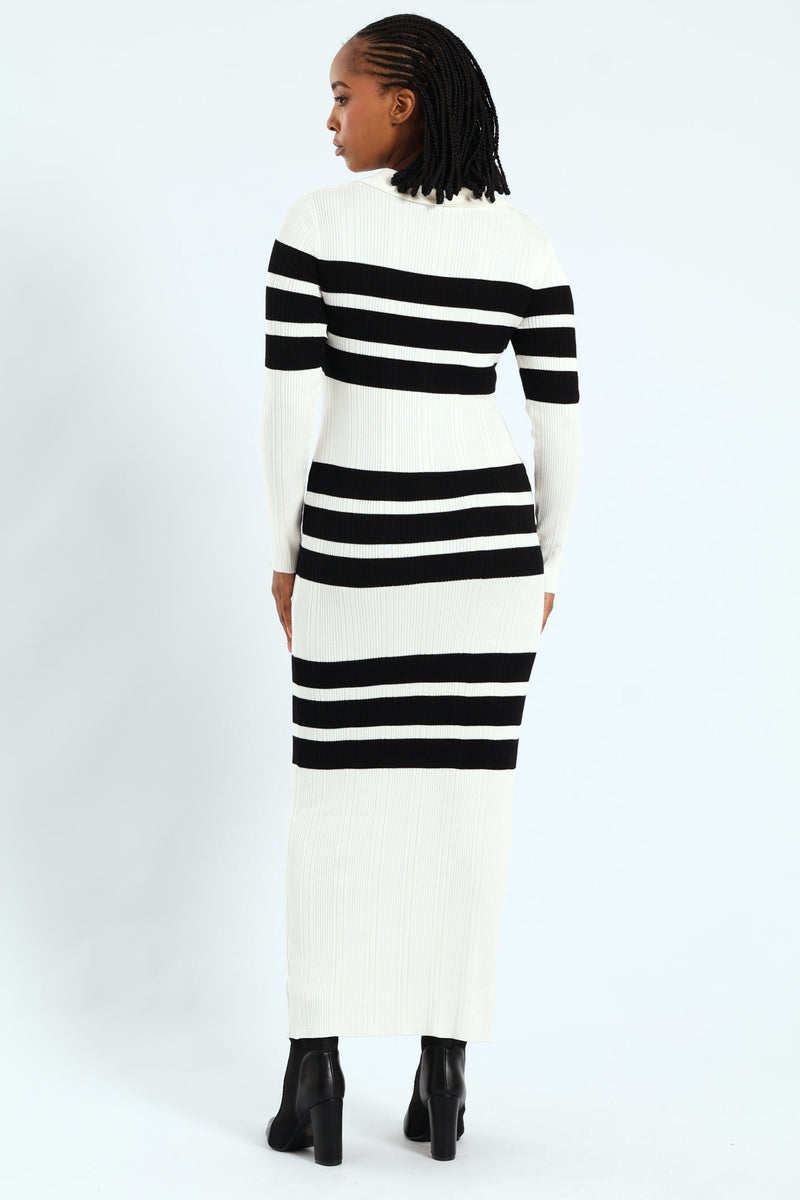 Rugby Jersey Maxi Dress - Cream/Black