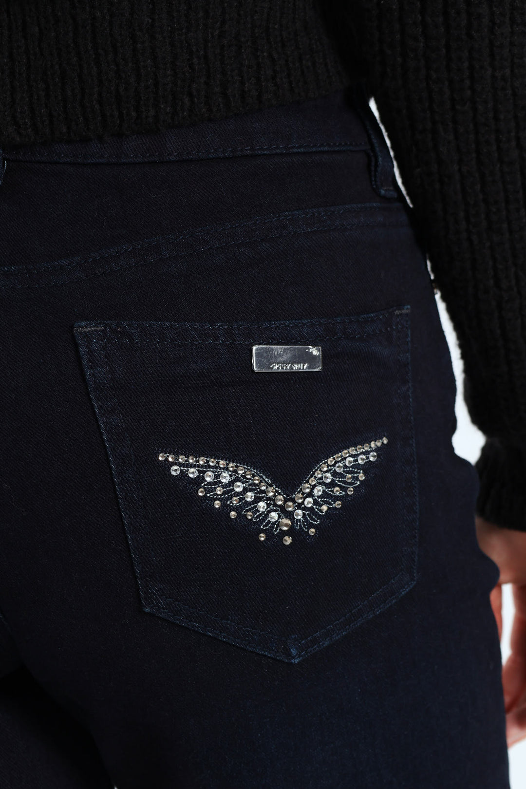 Mid Waist Straight Leg Jean - Blue/Black