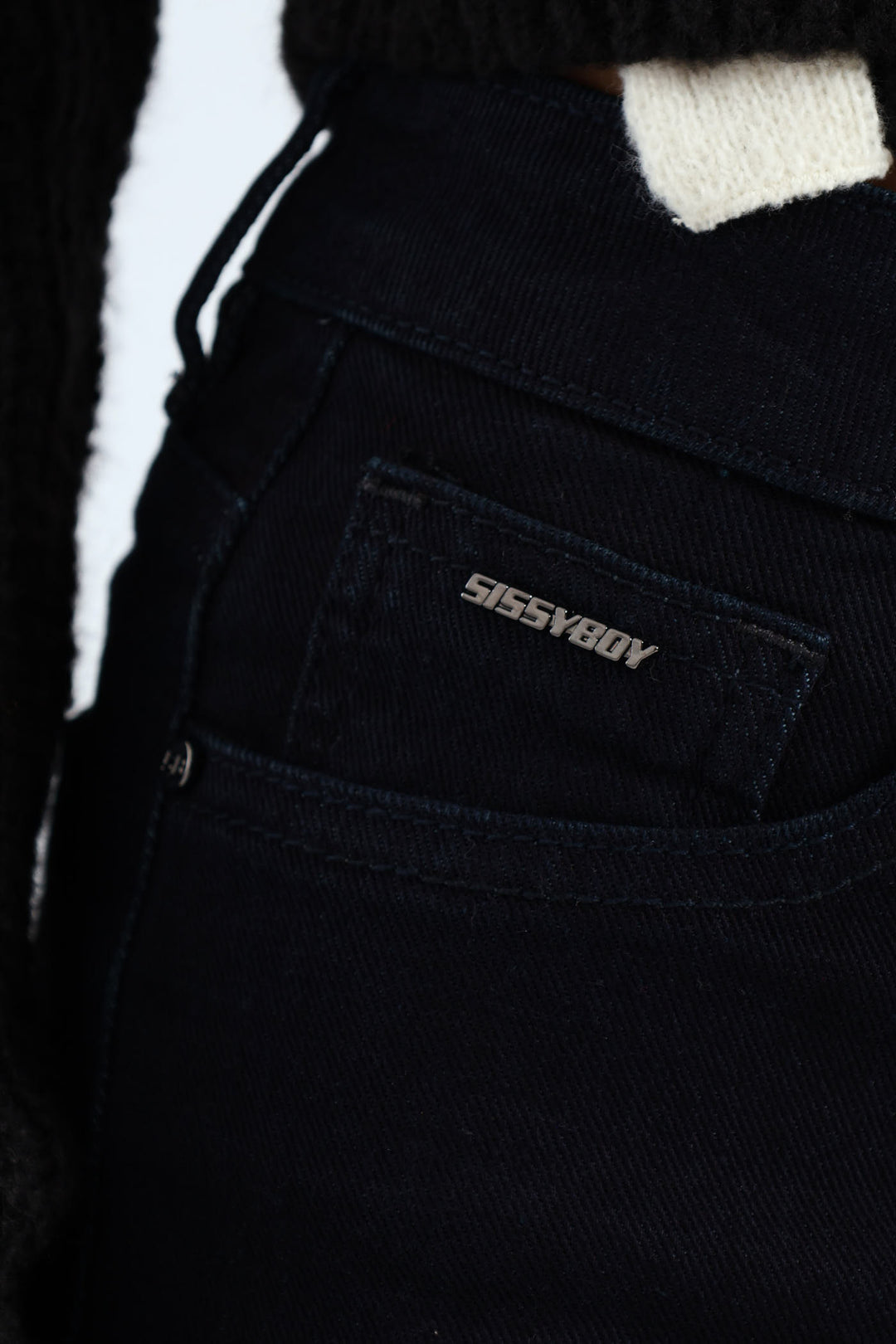 Mid Waist Straight Leg Jean - Blue/Black