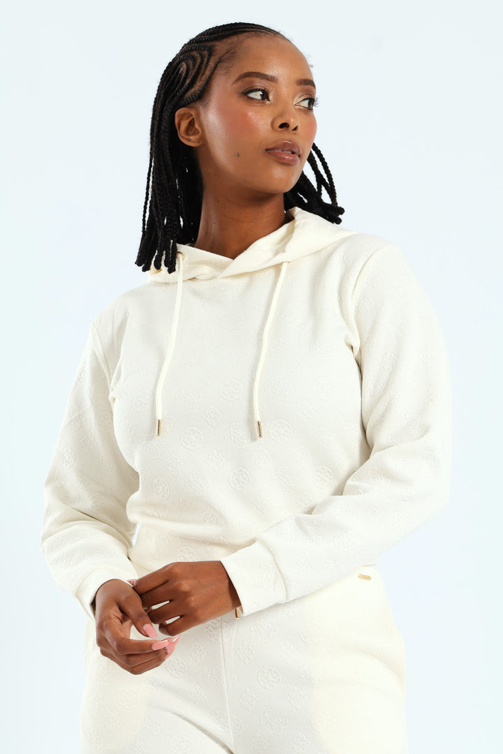 Peony Logo Hoodie Sweatshirt - Cream