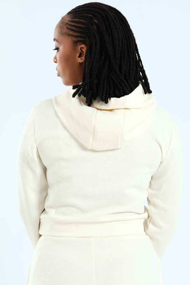 Peony Logo Hoodie Sweatshirt - Cream