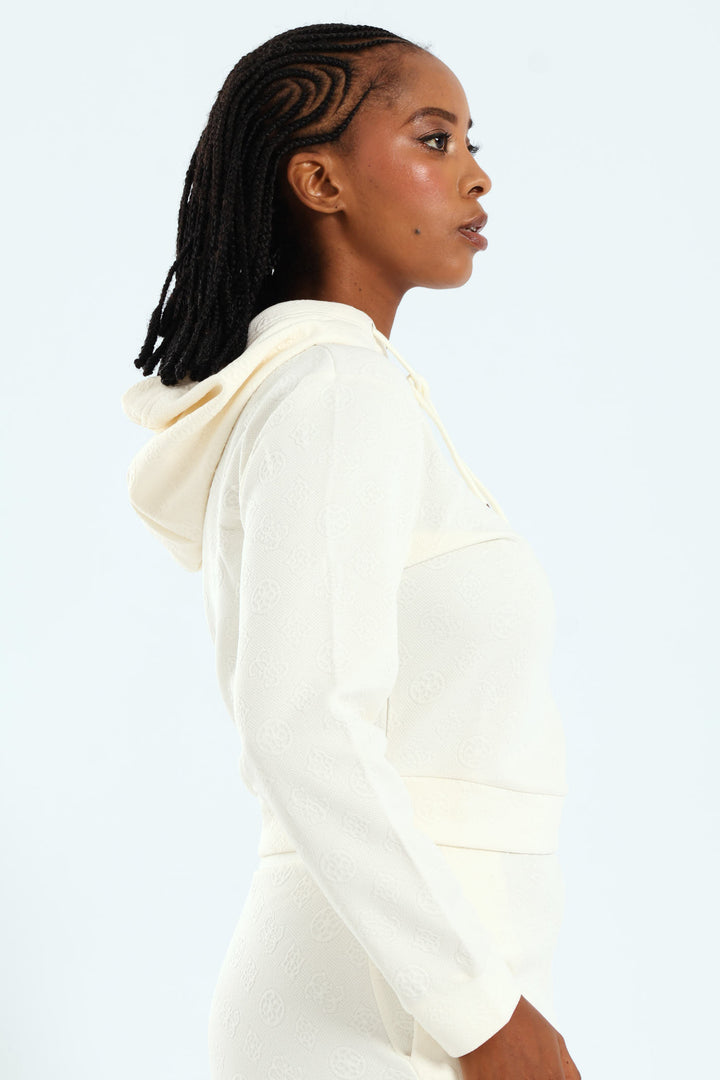 Peony Logo Hoodie Sweatshirt - Cream