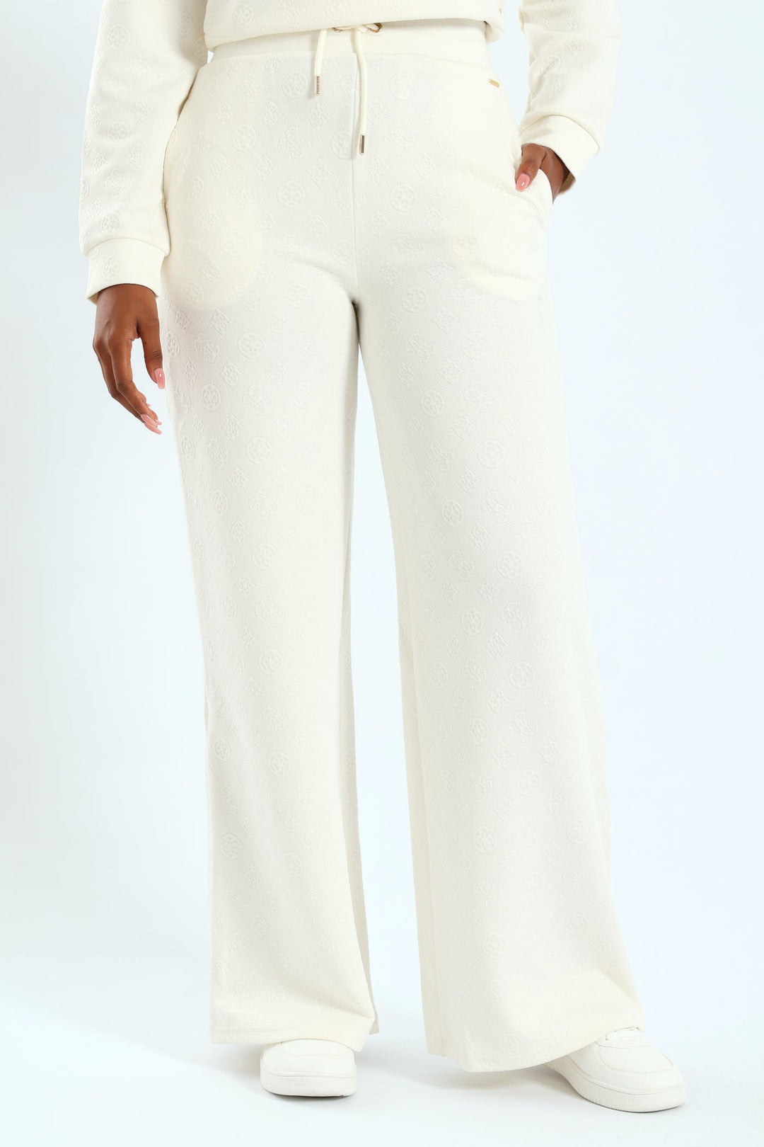 Peony Logo Straight Long Pant - Cream